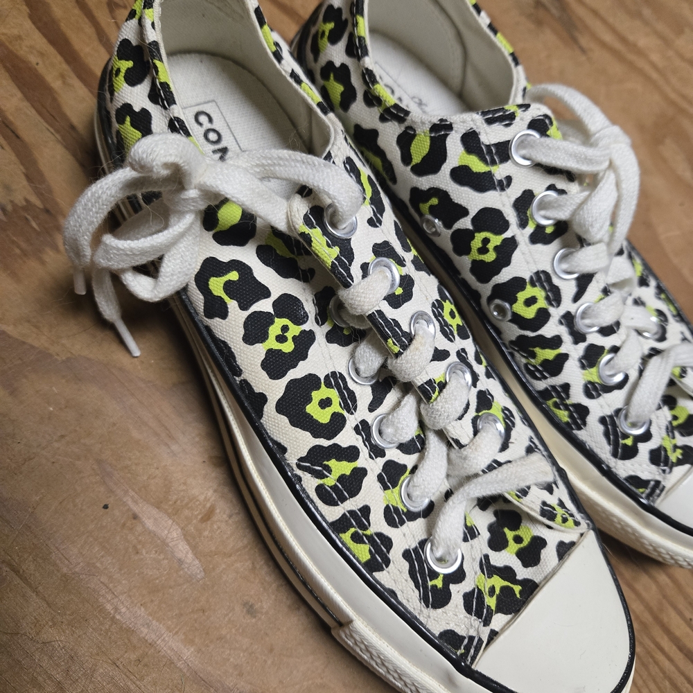 Converse Neon Green and Black Patterned Sneakers